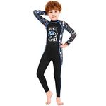 Full Body Kids Swimsuit One Piece Rash Guard Long Sleeve Wetsuit Skin for Girls Boys Children, Sunsuit Swimwear UPF 50+ UV Sun Protection Quick Dry for Beach Water Sports (Boy Black, XXL)