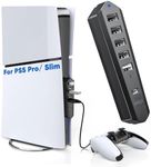 6 Ports USB Hub Only for PS5 Pro/Slim Console Disc & Digital, High-Speed USB Port Extender for PS5 Accessories, Charging Adapter with 1 Type C 3.0 + 4 USB-A 2.0 + 1 Port