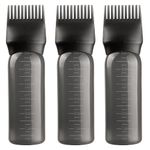 Gezimetie Root Comb Applicator Bottle Hair Oil Applicator Brush 3 Pack Hair Oil Bottle for Hair Root Comb Color Applicator Bottle 6 Ounce with Graduated Scale Black