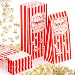 MAQIHAN 50 Popcorn Bags Individual Servings - Flat Bottom Paper Popcorn Bags Party Pop Corn Sleeves Bulk Carnival Halloween Snack Packs Gift Favor Treat bolsas para palomitas Movie Night Supplies