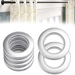 QUCUMER 20 Pcs Curtain Rings with Eyelet, 40mm Curtain Grommets Plastic Rings Curtain Eyelet Rings Round Plastic Rings Clips for Window Curtain, Shower Curtain, Locker Room Door Curtains, Matte Silver