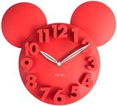 MEIDI CLOCK Modern Design Mickey Mouse Big Digit 3D Wall Clock Home Decor Decoration - Red