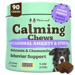 Natural Dog Company Calming Bites (90 Chews), Peanut Butter and Bacon Flavor, Chewable Treats with Melatonin for Dogs, Promotes Relaxation & Composure for Daily Stress, Supports Balanced Behavior