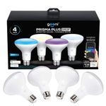 Geeni Prisma Plus BR30 LED Smart Light Bulb, Tunable and Dimmable RGB WiFi Smart Bulb, No Hub Required, Compatible with Alexa and Google Assistant (4 Pack)