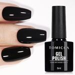 TOMICCA Gel Nail Polish- Black Gel Nail Polish Soak Off UV LED Gel Polish, Long Lasting High Glossy Nail Varnish Chip Resistant Nail Art Manicure Salon DIY at Home 8ml