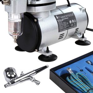 Timbertech Airbrush Kit with Compressor – Portable Painting Set