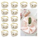 Kesote Napkin Rings Set of 12 Pearl Napkin Rings Gold Napkin Rings Dinner Table Decorations for Wedding Party Family Gathering Table Decorations