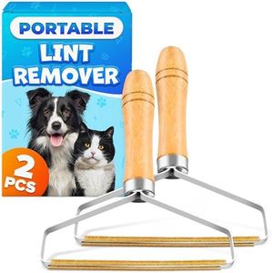 Portable Lint Remover, Pet Hair Remover, Clothes Fuzz Shaver - Reusable Remover Brush Tool for Clothes, Carpet, Couch, Blanket, Rugs, Car Seats and More - 2 Piece Pack (2)