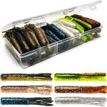 VMSIXVM Tube Baits Crappie Lure Tube Jig Heads Fishing Lures Kit, Tube Lure Soft Plastic Swimbait Grub Worm for Crappie, Bass, Trout, Tube Hook Crappie Jig Bait Fishing Gear for Freshwater Saltwater