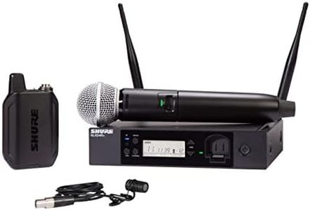 Shure GLXD124R+/85 Dual Band Pro Digital Wireless Microphone System for Church, Karaoke, Vocals - 12-Hour Battery Life, 100 ft Range | Handheld & Lavalier Mics, Single Channel Rack Mount Receiver