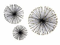 NEW - Contemporary Metal Wall Art – 3 Spiky Flower Heads