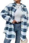 Vaimti Plus szie Fuzzy Teddy Coat Oversized Sherpa Jacket keep warm (US, Alpha, 1X, Plus, Regular, blue)