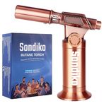 Sondiko Butane Torch, Premium Metal Big Flame Torch Refillable Blow Torch Lighter with Adjustable&Wind Resistance Flame for Cooking, BBQ(Butane Gas not Included)