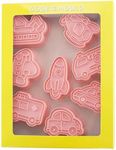 8 Pack Transportation Vehicle Cookie Cutters with Plunger Stamper, Transportation Theme Embossing Cutter for Fondant Biscuit Pastry Cheese Baking