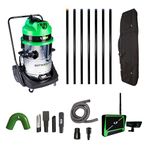 Gutter Sucker GutterSucker Cleaning System (Pro Platinum Package) -10.5m/34ft Reach with Real Time Inspection Camera 7111342708622, Gutter Vacuum, Stainless Steel, Silver and Green, 3000 W