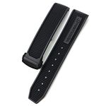 JWTPRO for Omega Speedmaster Watch Strap Stainless Steel Deployment Buckle 20mm 21mm 22mm Rubber Silicone Watchband (Color : Black Black Black, Size : 19mm)