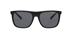 A|X ARMANI EXCHANGE Men's AX4102SF Low Bridge Fit Sunglasses, Shiny Black/Grey, 57 mm