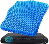 Gel Seat Cushion for Long Sitting Pressure Relief (Super Large & Thick) - Non-Slip Gel Chair Cushion for Back,Sciatica,Tailbone Pain Relief - Seat Cushion for Office Desk Chair,Car Seat,Wheelchair