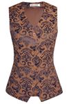 GRACE KARIN Women's Vintage Vest Casual Western Jacket Slim Fit Waistcoat Brown Jacquard XL