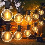 SUWIN Outdoor String Light Mains Powered, 100FT/30M G40 Waterproof LED Festoon Lights, Shatterproof Garden Lights with 50+2 Bulbs, 2700K Outdoor Patio Lights for Backyard,Party,Yard,Christmas