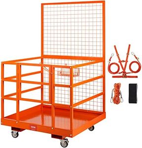 VEVOR Forklift Safety Cage, Forklift Man Basket 1400lbs Capacity, 43"x45" Forklift Work Platform with Safety Harness & Lock, Drain Hole & Wheels & Tool Basket, Perfect for Aerial Work