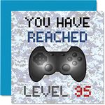 35th Gamer Birthday Card - You Have Reached Level 35 - Men Birthday Cards, Games Thirty-Five Thirty-Fifth Birthday Greeting Cards, Video Game Gaming Daughter Son Friend Grandson 145mm x 145mm