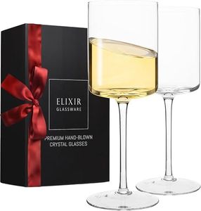 Calici Vino Bianco - Set di 2 Bicchieri Vino Rosso o Bianco Grandi - Regalo Esclusivo Per Lei, Lui, Matrimonio, Anniversario, Natale, Compleanno - 400 ml, Cristallo Premium