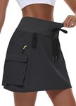 MIVEI Women's Hiking Cargo Skort Skirt High Waisted Golf Dressy Casual with Zipper Pockets Workout Sport Quick Dry Skirts, Black, X-Large