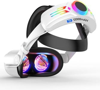 RGB Head Strap with 12000mAh Battery for Oculus Quest 2, Battery Pack for Extended 8 Hrs of Playtime, Fast Charging VR Power, Adjustable Elite Strap Enhanced Support and Balance for Meta Quest 2