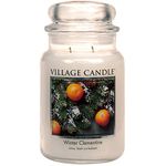 Village Candle Winter Clementine Large Glass Apothecary Jar Scented Candle, 21.25 oz, White