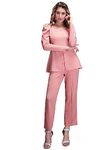 SIRIL Cotton Lycra Long Puff Sleeve Sweetheart Neck Co-Ords Set For Women's | Suit Set|Two Piece Dress (485Tk10672-L_Peach)