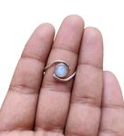 Rainbow Moonstone Ring 925 Sterling Silver Handmade Bypass Designer Ring Blue Flash Natural Moonstone Daily Wear June Birthstone Jewelry