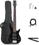 Ktaxon Electric Bass Guitar 6 String Bass with Naturally Air-dried Maple Neck, Rosewood Fingerboard and Basswood Body (Classic Black)