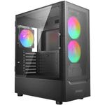 Antec NX410 ATX Mid-Tower Case, Tempered Glass Side Panel, Full Side View, Pre-Installed 2 x 140mm in Front & 1 x 120 mm ARGB Fans in Rear, Black (9734087000)