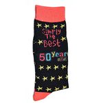 SHATCHI Unisex Simply The Best 50 Year Old Gift Novelty Socks For 50th Birthday Keepsake Her Him, Black And Orange