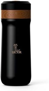 LECTOR French Press Travel Coffee Maker |Double Mesh Steel Filter for Smooth Brew |Portable, Compact & Lightweight | Spill-Proof, Ideal for all Office Goers, Use at Home, Office & Travel (Black) 320ML
