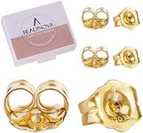 BEADNOVA 14k Gold Earring Backs Butterfly Replacements Backs for Post Earrings (6pcs)