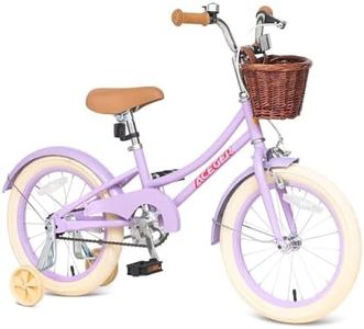 ACEGER Girls Bike with Basket, Kids Bike for 3-13 Years, 14 inch with Training Wheels, 16 inch with Training Wheels and Kickstand, 20 inch with Kickstand. (Purple3, 14 Inch with Training Wheels)