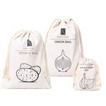 Potato Bag, Onion Bag & Garlic Bag 3 Pack Bundle Real Linen Cotton Blend Material | Food Sack Eco Product Vegetable Storage | Food Storage Bag | 30x40 cm