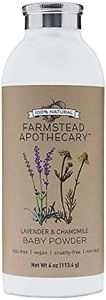 Farmstead Apothecary 100% Natural Baby Powder (Talc-Free) with Organic Tapioca Starch, Organic Chamomile Flowers, Organic Calendula Flowers, Lavender & Chamomile 4 oz