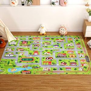 COZYLOOM Kids Room Rug Road and Traffic Carpet for Children Bedroom Game Play Area Rug Kids Playmat Car Rug Play Mat for Kids Bedroom Nursery Playroom Classroom, 8' x 10', Grey