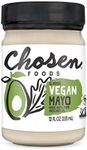 Chosen Foods Vegan Avocado Oil Mayo – 100% Pure Plant-Based, Gluten Free, Kosher, Non-GMO, for Sandwiches, Dressings, Cooking, and Sauces, 12 Fl Oz (Pack of 6)