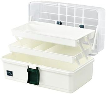 Lidded Storage Bins, Storage Box, 3 Layer Multifunctional Plastic Organizing Box with Handle, Fits for Medicine, Art Supply, Makeup, Nail, Sewing, and Kitchen Gadget (White)