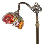 WERFACTORY Tiffany Floor Lamp Red Rose Flower Stained Glass Arched Lamp 10X18X64 Inches Gooseneck Adjustable Corner Standing Reading Light Decor Bedroom Living Room S001 Series…