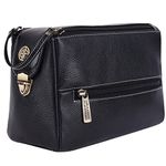 HAMMONDS FLYCATCHER Men 12Cms Genuine Leather Toiletry Bag|Leather Dopp Kit|Shaving Kit Bag|Travel Pouch Toiletry Bag|Grooming Kit Organizer|Hand Stitched Vanity Case (Tc4001_Blk_Black),Standard
