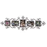 Adeco Decorative Black Metal Wall Hanging Collage Picture Frame with Scroll and Circle Design, 5 Openings, 4x6", 4x4"