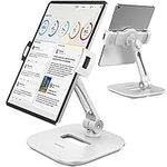 AboveTEK Stylish Aluminum Tablet Stand, Cell Phone Stand, Folding 360° Swivel iPad iPhone Desk Mount Holder fits 4-11” Tablets/Smartphones for Kitchen Bedside Office Table POS Kiosk Reception Showroom