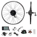 YOSE POWER 26'' Rear Wheel Cassette Electric Bicycle 36V350W E-bike Conversion Motor Kit Black with LCD Display