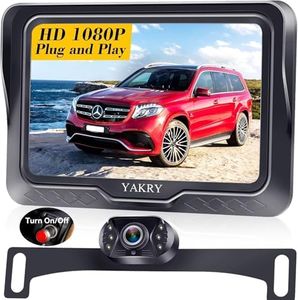 Reverse Camera System with 4.3" Monitor, Easy Install Backup for Car, Truck, SUV & Caravan, 1080P Rear View, Night Vision, Waterproof License Plate Design