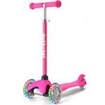 3 Wheel Scooters for Kids, Kick Scooter for Toddlers 3-8 Years Old, Boys and Girls Scooter with Light Up Wheels, Mini Scooter for Children (Pink)